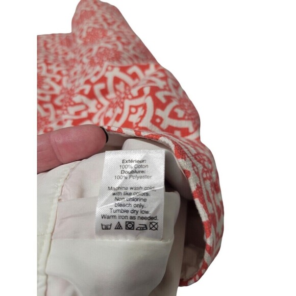 J. Crew Coral White Pencil Skirt Knee Length Slit in Back Lined Zips Sz 4 - Picture 7 of 10